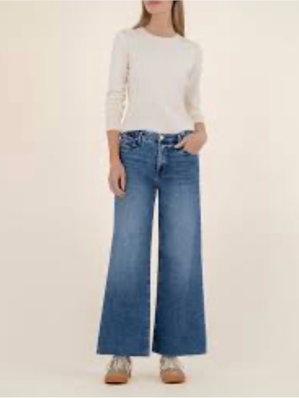 Kut From The Kloth Meg Fab Ab Wide Leg Jeans Raw Hem Size 6